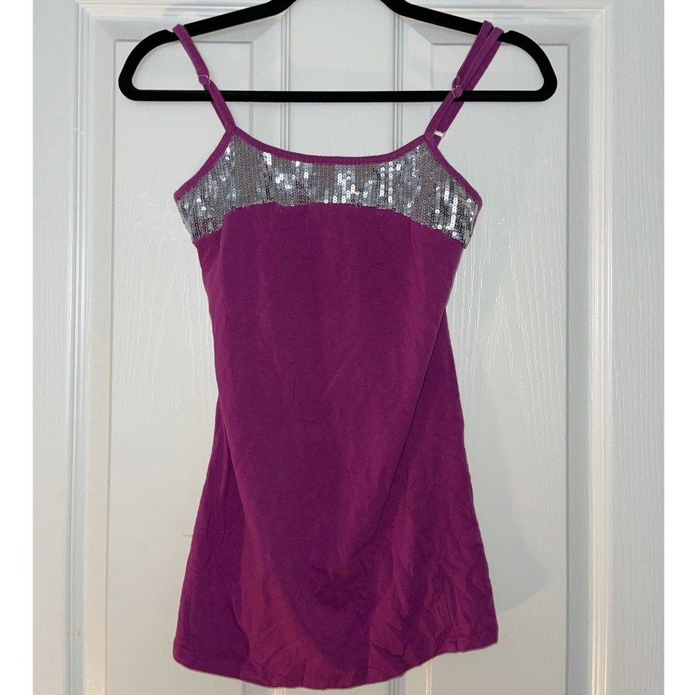Fuchsia tank with silver sequins